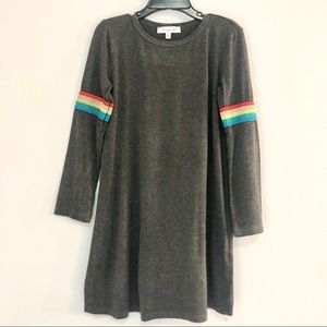 Persaya Girl Rainbow Sleeve Gray Swing Dress